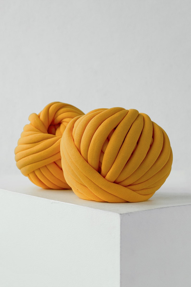 Chunky cotton tube yarn vegan chunky yarn thick yarn puffy yarn tube yarn ball mustard yellow