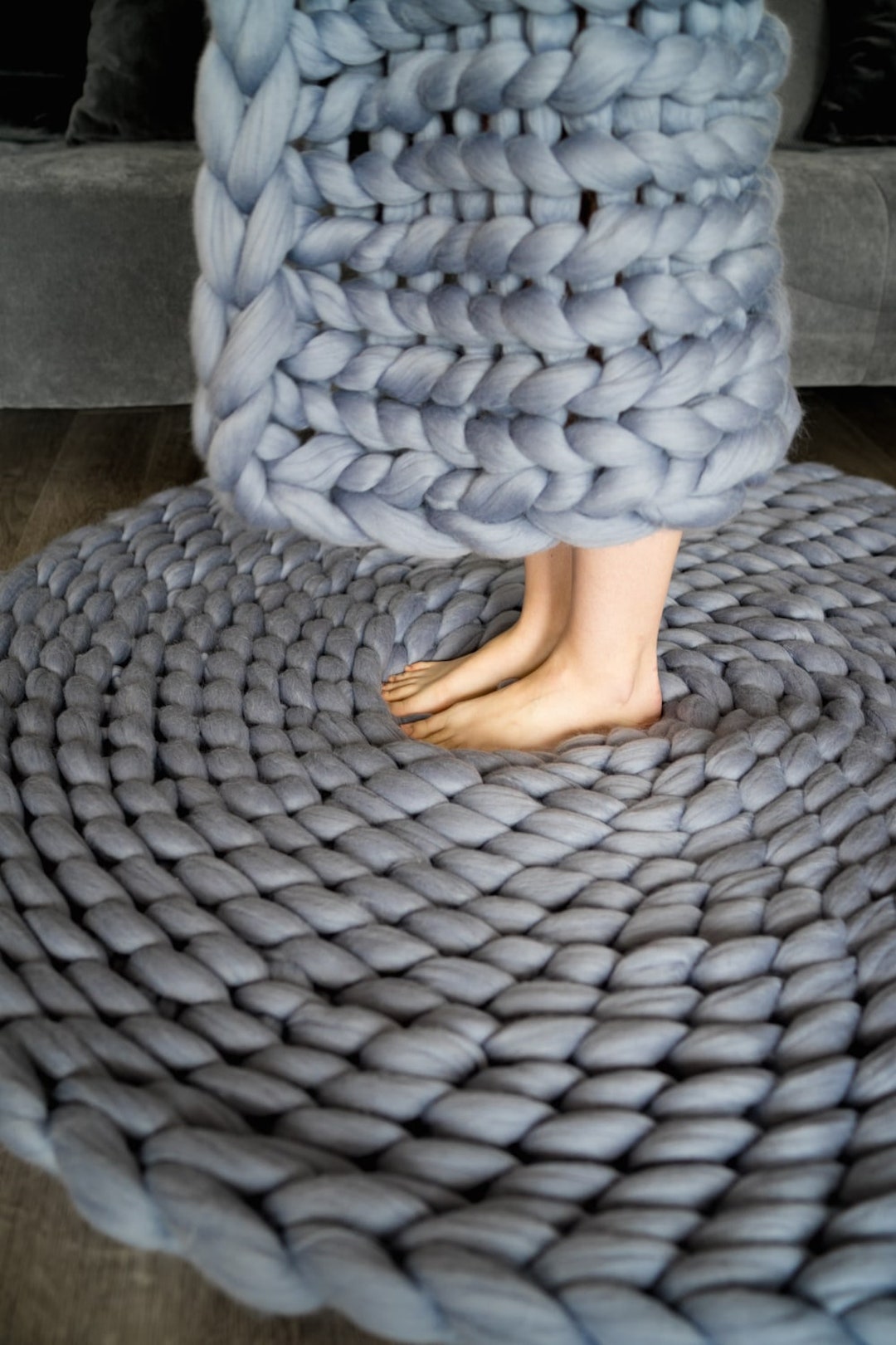 Knitted Rug Chunky Knit Rug Wool Rug Handmade Rug Crochet Rug