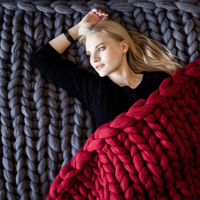 Wool Knit Blanket Etsy