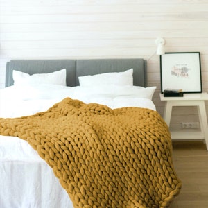 Grobstrick-Strickdecke aus hochwertiger Bio-Merinowolle, superweiche und nachhaltige Wolldecke, Grobstrick-Strickdecke, Einweihungsgeschenk