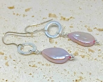 Lilac Purple Teardrop Pearl Earrings, Pearl Earrings, Sterling Silver Earrings, Silver Pearl Earrings, Pearl Jewellery, June Birthstone