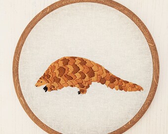 Pangolin Embroidery PDF Pattern Digital Download Endangered animals Pangolins