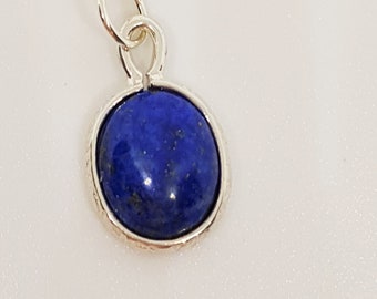 Lapis Lazuli Oval Cabochon Sterling Silver Statement Pendant Necklace