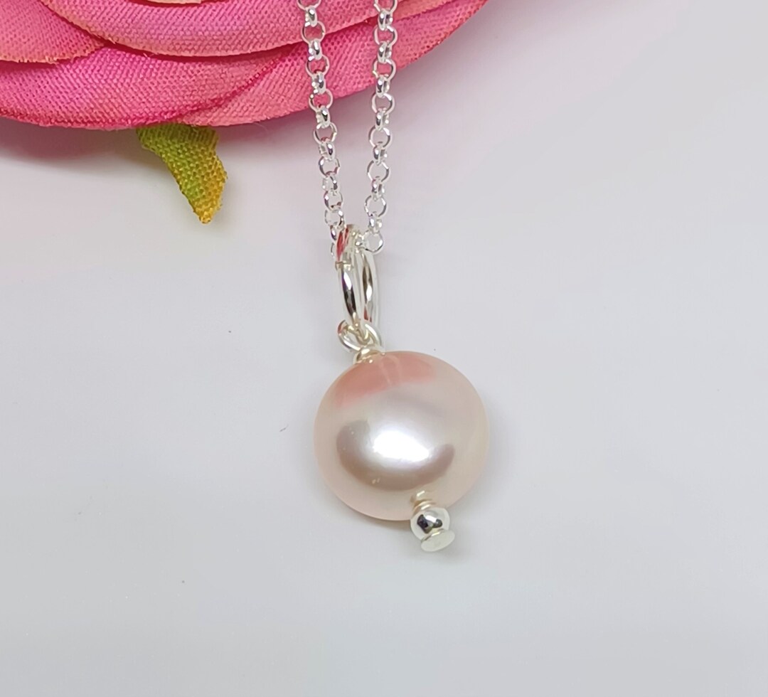 Buy Peach or Pink Pearl Pendant on Sterling Silver Bridesmaid Gift  Online in India
