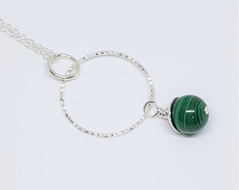 Malachite & Silver Ring Sterling Silver Gemstone Pendant