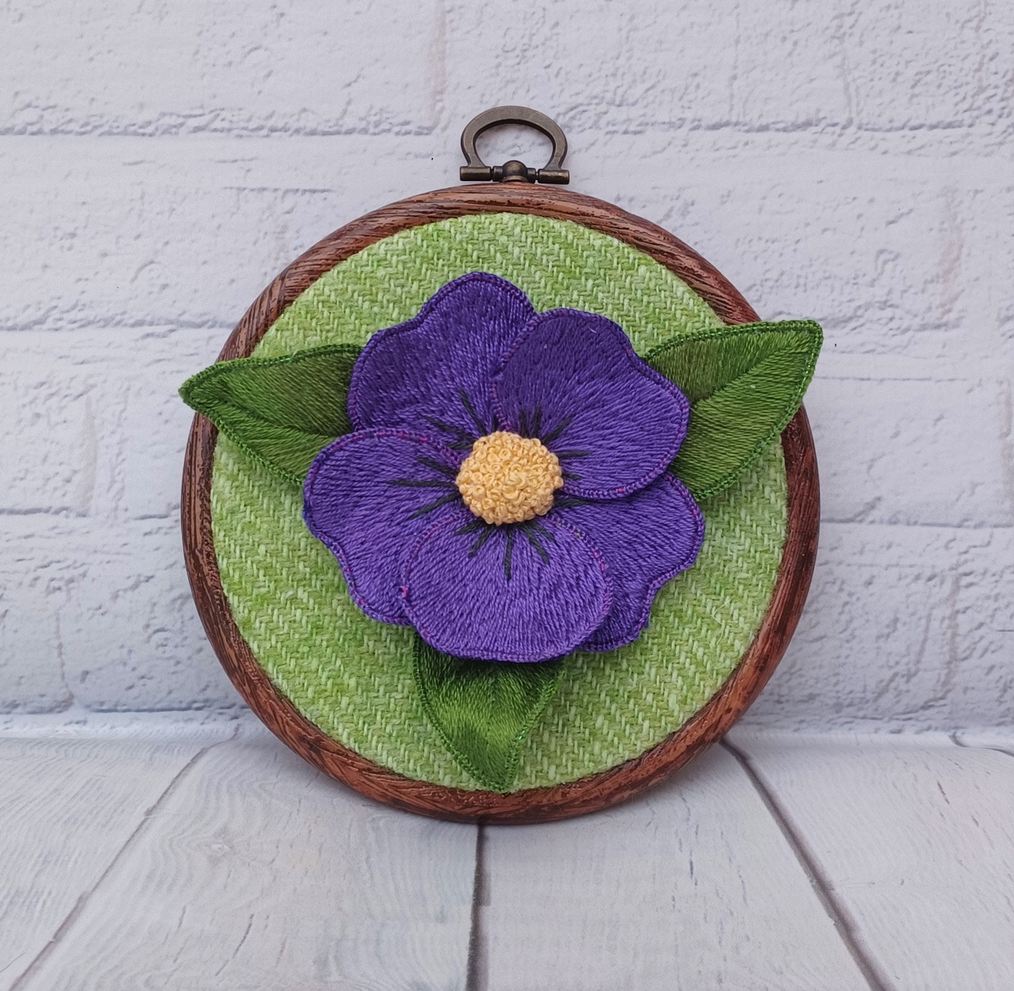 Stumpwork African Violet Flower Hand Embroidery 3D Hoop - Etsy