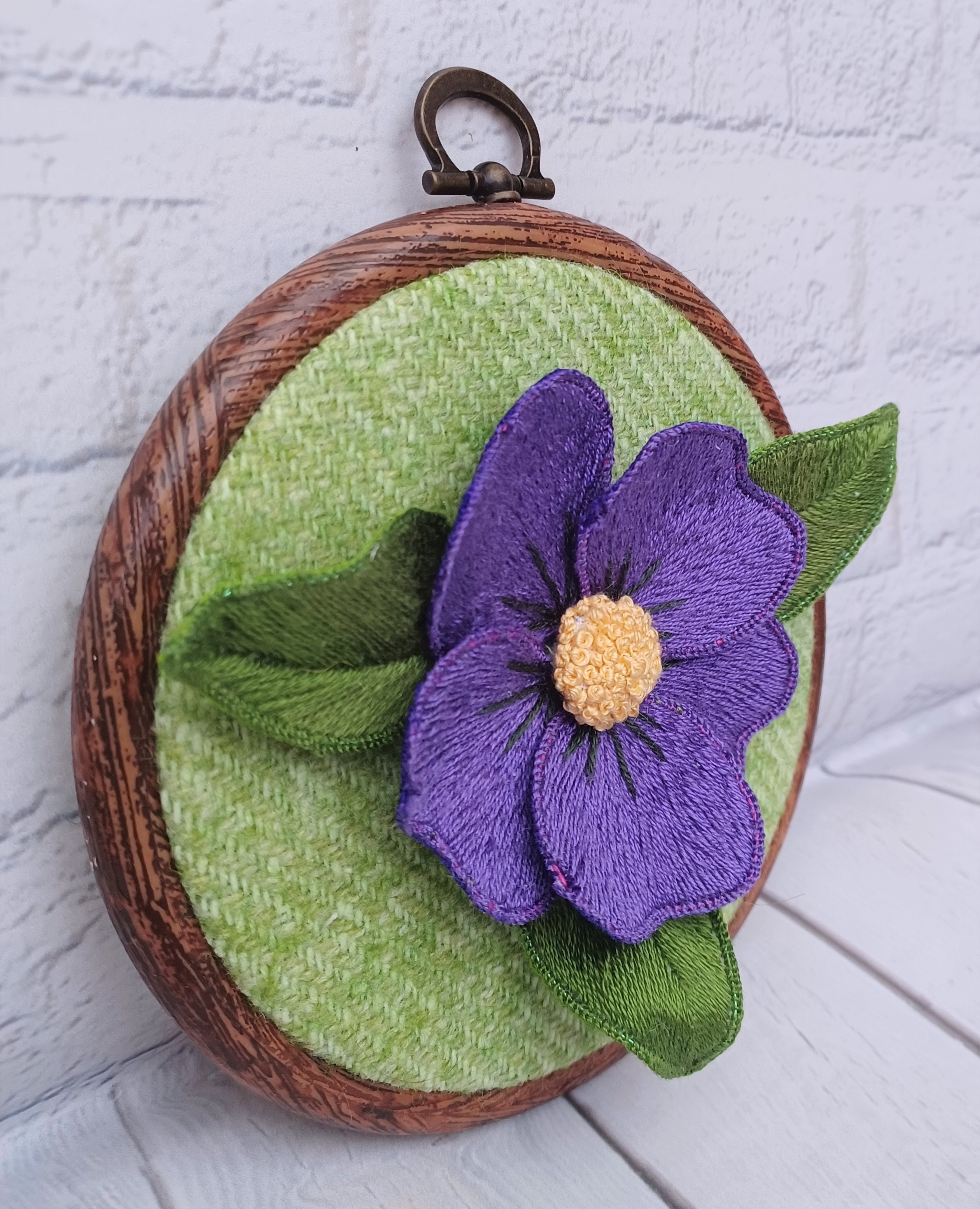Stumpwork African Violet Flower Hand Embroidery 3D Hoop - Etsy