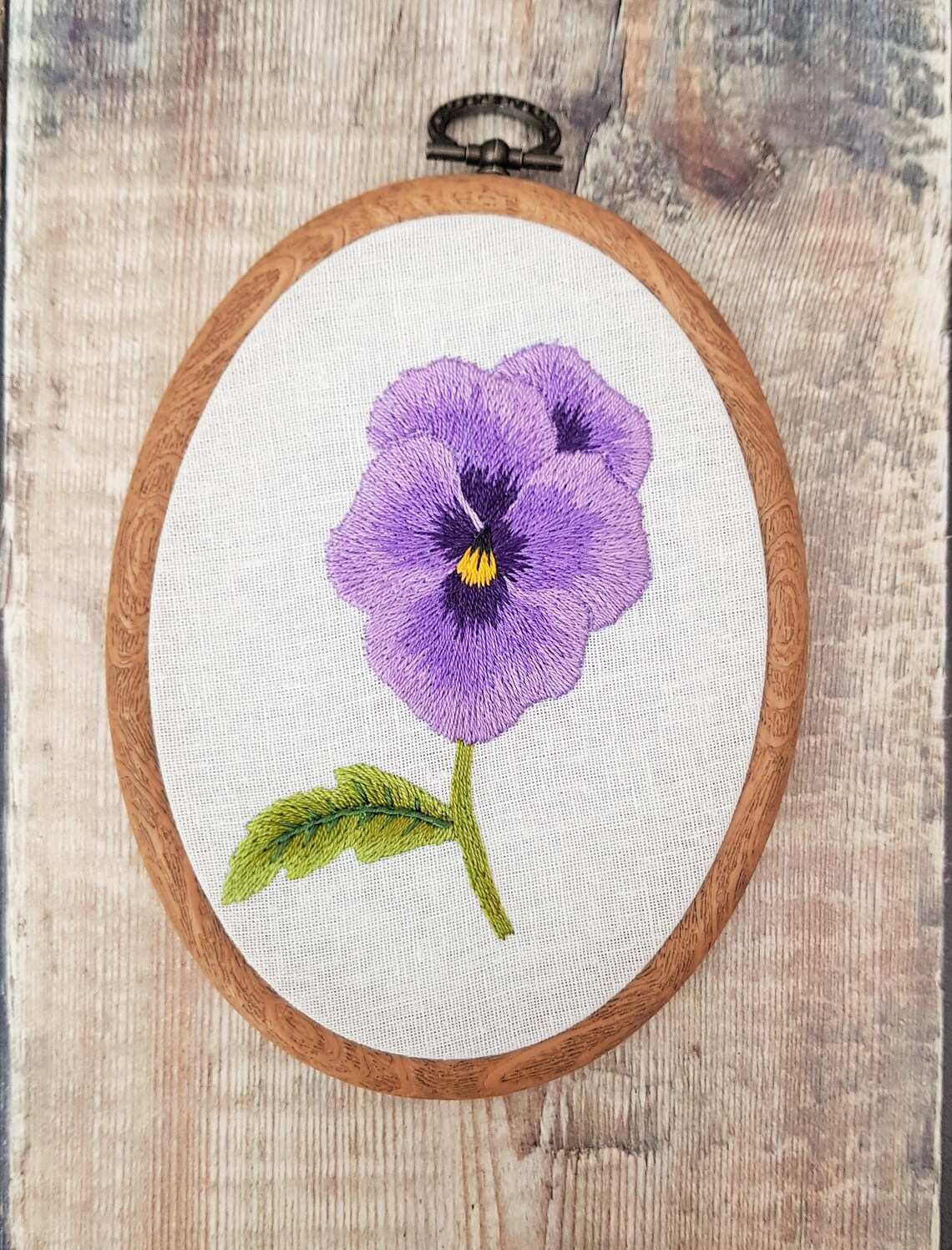 Pansy Embroidery Pansy Art Flower Embroidery Hand Etsy