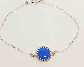 Blue Chalcedony Sterling Silver Gemstone Bracelet