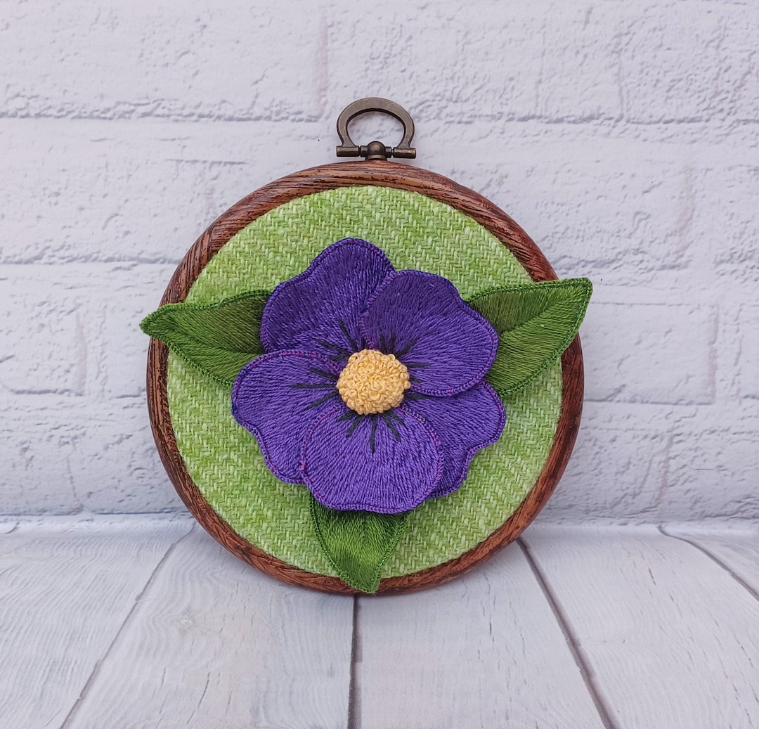 Stumpwork African Violet Flower Hand Embroidery 3D Hoop - Etsy