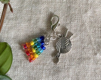 Rainbow Knitting, Yarn, Beaded, Stitch Marker, Progress Keeper, Knitting, Place Marker, Knitting Notions, Up to 4.5mm (US 7)