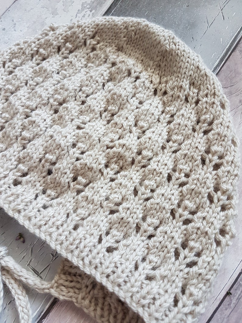 KNITTING PATTERN Baby Bonnet with Lace Work Knitting