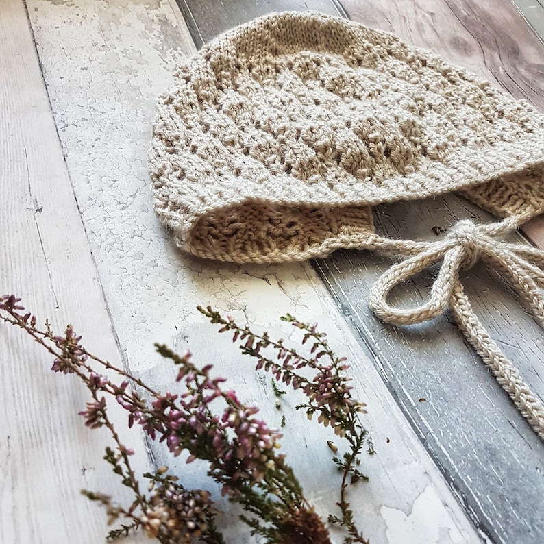KNITTING PATTERN Baby Bonnet with Lace Work Knitting