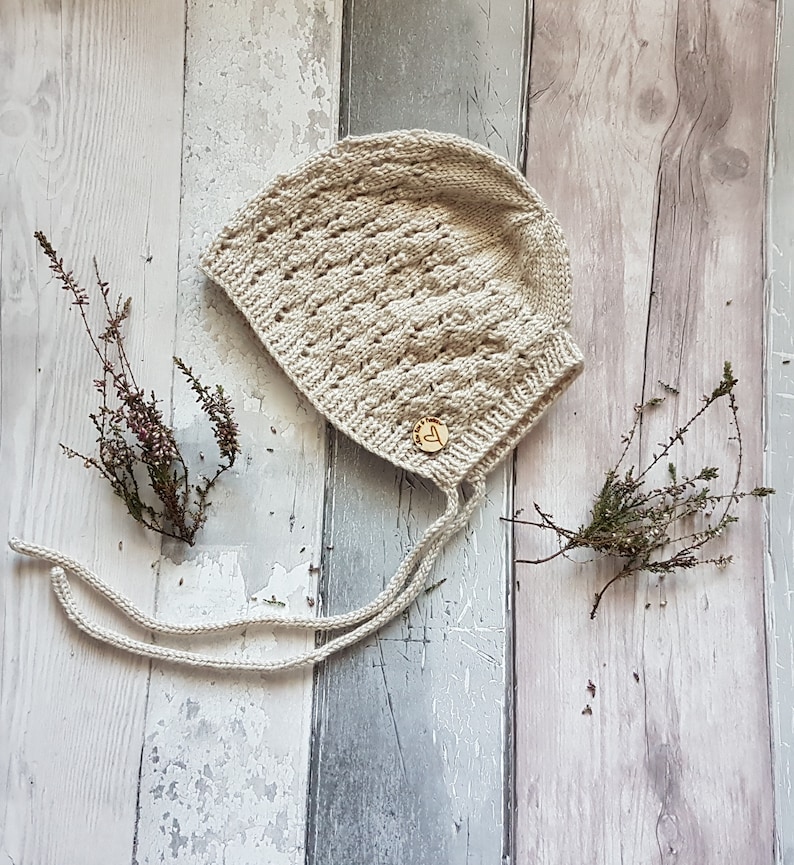 KNITTING PATTERN Baby Bonnet with Lace Work Knitting