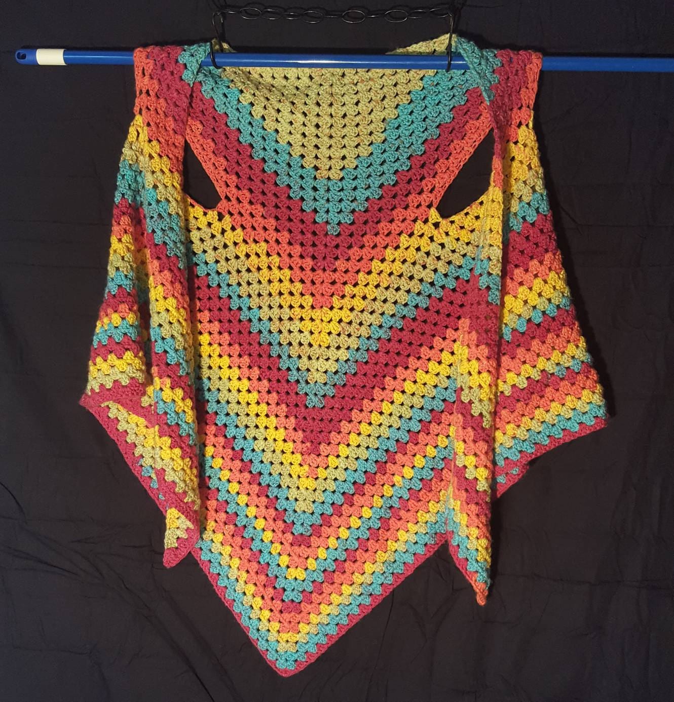Crochted Triangle Shawl Vest in Southwest Colors Boho Wrap - Etsy UK
