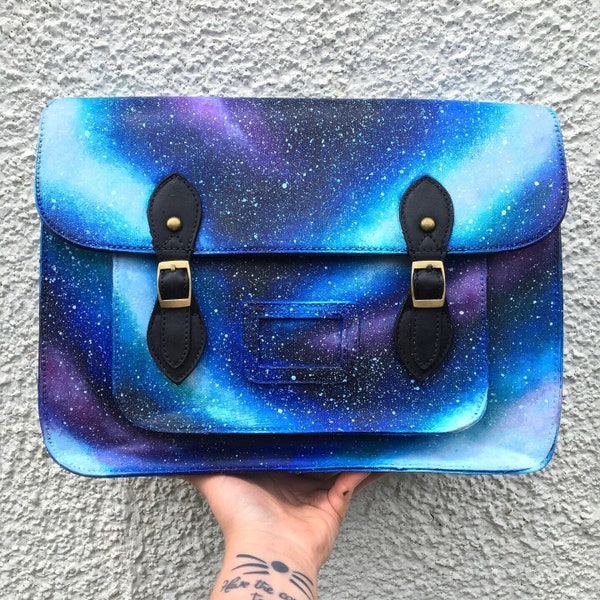 Hand Painted Bespoke Galaxy/Space Satchel Bag