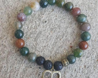 Essential oil diffuser bracelet. Aromatherapy jewelry. Natural gemstone diffuser bracelet. Bohemian. Yogi. Gift. Lava diffuser.  Gemstone.