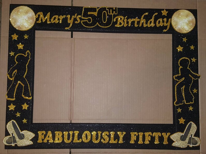 50th Birthday Disco Fabulously Fifty Photo Booth Frame Image 0