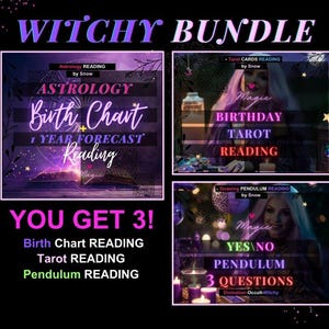 Paquete de Tarot y Astrología Bruja / 3 libros superventas en uno / Carta astral, pronóstico para el próximo año, péndulo y lectura de cumpleaños