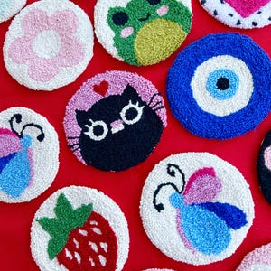 Punch Needle Coasters, Mug Rug Coaster, Punch Needle Mug Rugs, Tufted