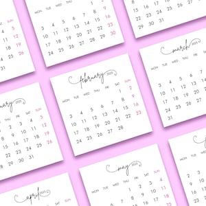 Mini Calendário 2025 Calendário para Imprimir Calendário 3x3 Cartão Calendário 2025 Calendário de Bolso