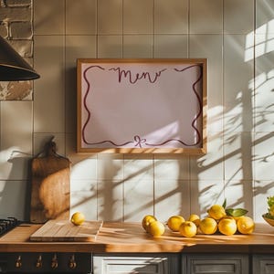 Impression décorative de menu | Encadrez et réutilisez à l'infini | Décorez votre cuisine | Parfait pour les dîners | Cadeau de pendaison de crémaillère
