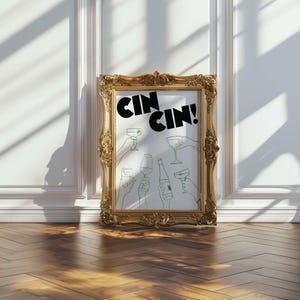 Cin Cin Art Print (zielony) | Wydruk koktajlowy, Wydruk kuchenny, Wydruk artystyczny Cheers