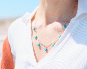 Collar de gargantilla con cuentas boho, joyería de tienda para mamá, collar de cristal delicado, collar de piedras preciosas con cuentas, collar de piedra de nacimiento