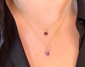 Raw Crystal Necklace, Layered Necklace, Rough Stone Necklace, Layering Necklace, Dainty Stone Pendant, Healing Crystals, Mother's Day gift