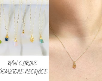 Raw Citrine Necklace, November Birthstone Necklace, Natural Citrine Gemstone Necklace, November Birthstone, November Birthday Gift