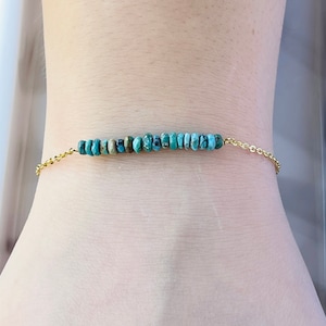 Natural Turquoise Dainty Bracelet Gift for Her, December Birthstone Birthday Gift for Friend, Bridesmaid Gift