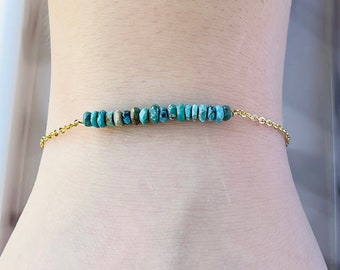 Natural Turquoise Dainty Bracelet Gift for Her, December Birthstone Birthday Gift for Friend, Bridesmaid Gift