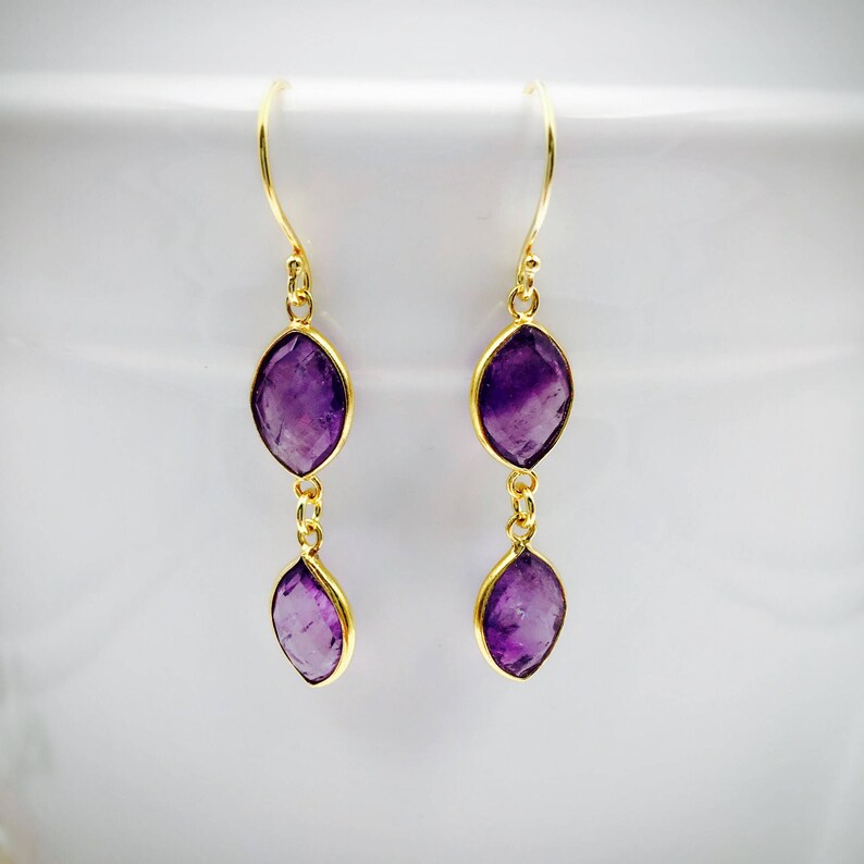 Natural Amethyst Sterling Silver Earrings. Amethyst Earrings. Etsy