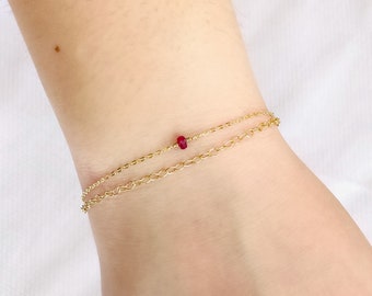 Layered Birthstone Bracelet, Dainty Crystal Bracelet, Shop Jewelry for mom, Delicate Gemstone Bracelet, Dainty Birthstone Bracelet