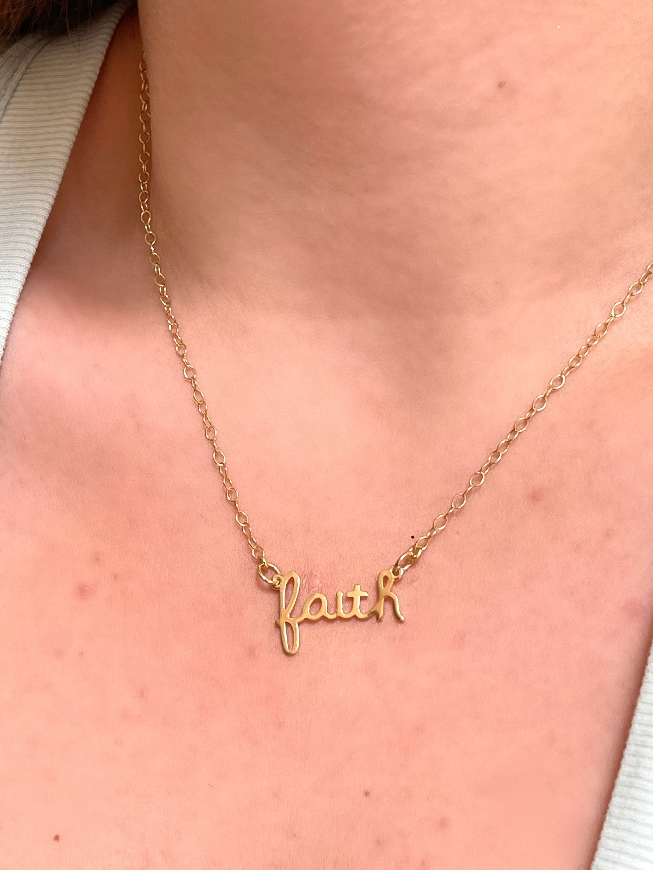 Faith Necklace Strength Jewelry Gold Minimalistic Necklace Etsy