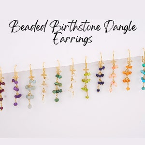 Custom Birthstone Earrings, Dainty Drop Earrings with Custom Gemstone, Birthday Gift for Her, Tiny Dainty Small Gemstone Earrings