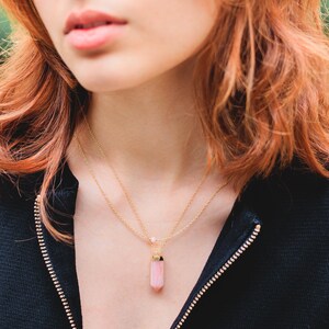 Large Pink Opal Pointer Layering Necklace, Pink Opal Choker, Pink Opal Jewelry, October Birthstone, Pink Gemstone, October Birthstone Gift