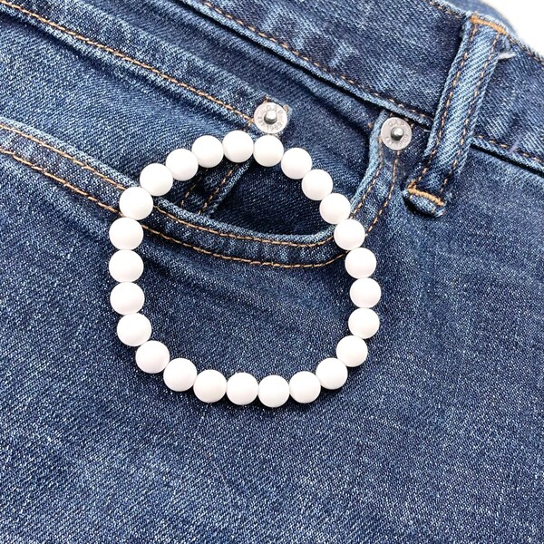 White bead bracelet mens Clearance