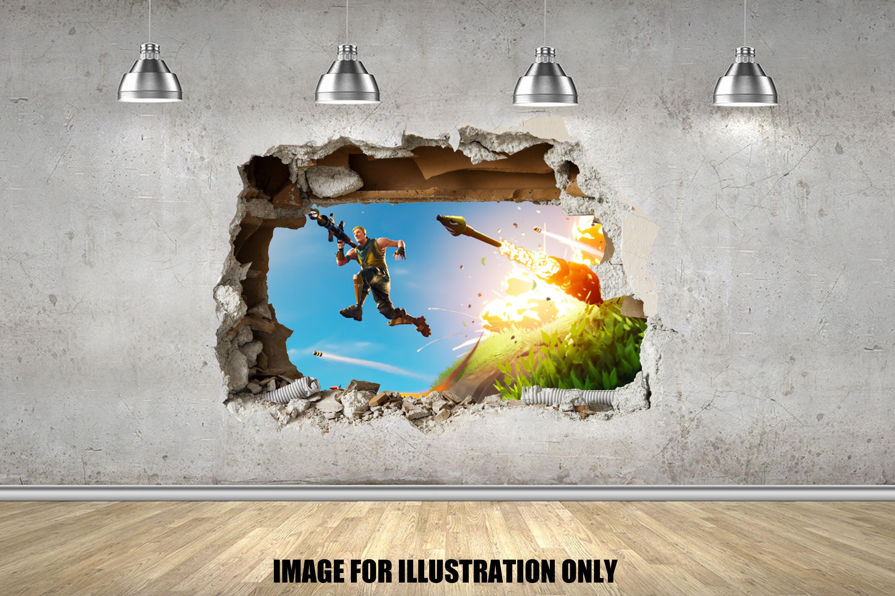 Fortnite Wall Smash Gamer Childrens Wall Stickers Kids Vinyl Etsy