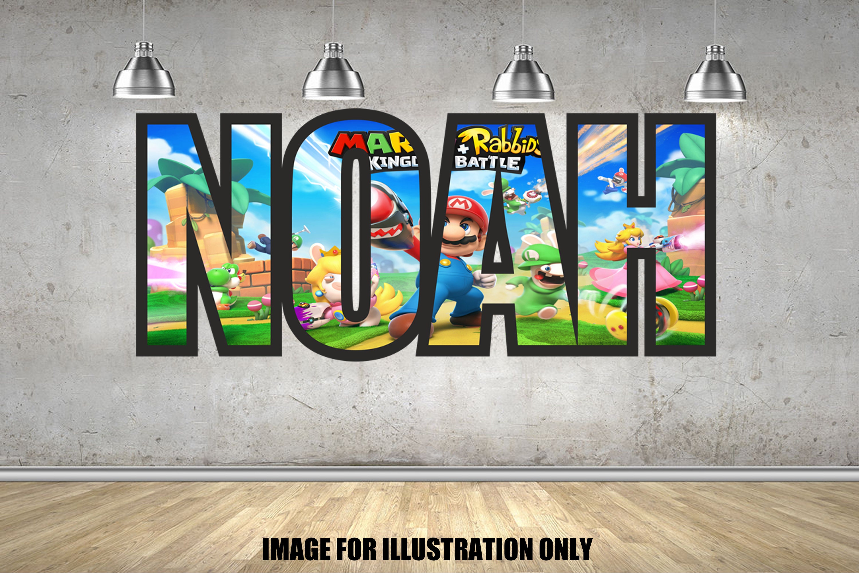 Super Mario Bros Border Named Personalised Childrens Wall Etsy