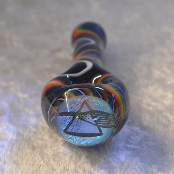 Pink Floyd Dark Side of the Moon Black & White Prism Refraction to Rainbow Dichroic Image Art Piece