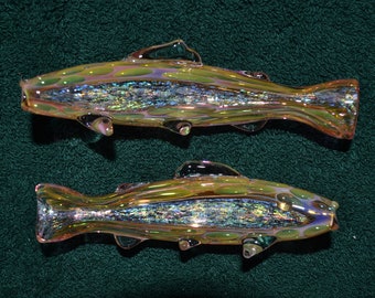 Fish Art Piece Rainbow Trout Salmon with dichroic stripe