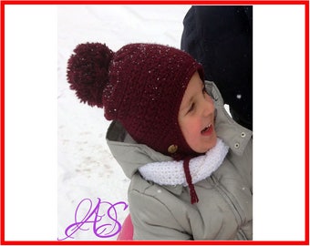 Beanie Hat Crochet Pattern for 3-4 Years Old Kids, Instant Download PDF, Beanie Crochet Pattern