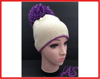 Crochet Hat Pattern, Beanie with Pom Pom, Boy Girl Unisex Hat Crochet Beanie Pattern, Instant Download PDF, Beanie Hat Crochet Pattern