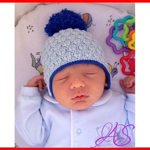 Crochet Hat Pattern, Newborn Baby Hat Crochet Pattern, Crochet Hat Pattern with Pom Pom, Instant PDF Download