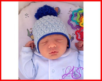 Crochet Hat Pattern, Newborn Baby Hat Crochet Pattern, Crochet Hat Pattern with Pom Pom, Instant PDF Download