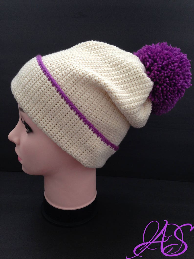 Slouchy Hat Beanie With Pom Pom CROCHET PATTERN, Instant PDF Download ...