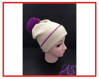 Slouchy Hat Beanie with Pom Pom CROCHET PATTERN, Instant PDF Download, Unisex Hat Crochet Pattern, Easy to Follow Step by Step Instructions
