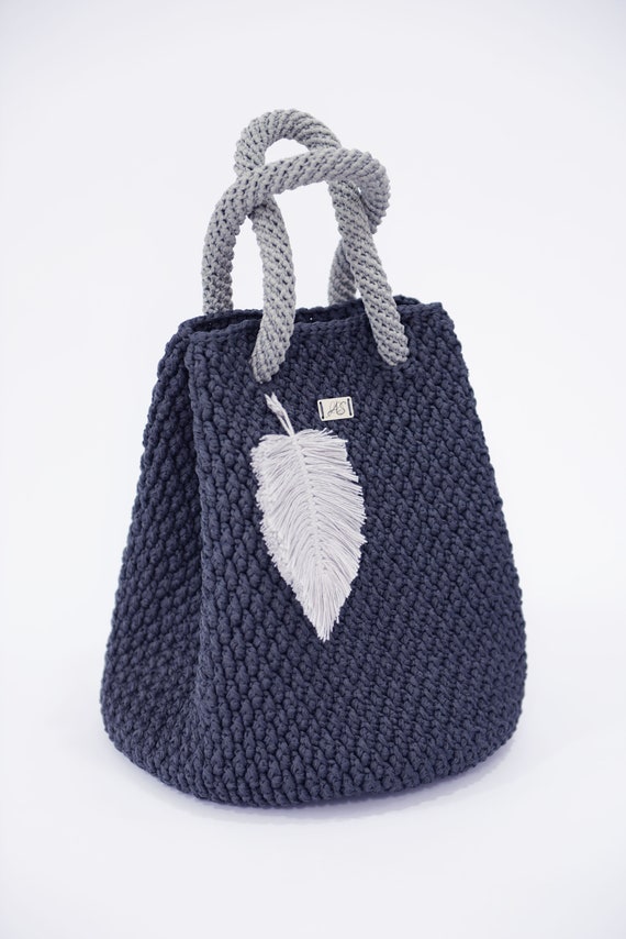 Borsa Modello Uncinetto Casual Grey Schema Borsetta Uncinetto Foto