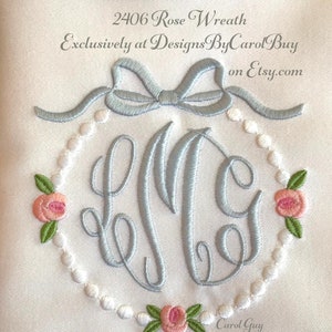 Motifs de broderie machine, motifs de broderie exclusifs Carol Guy, 2406 « Couronne de roses », lot de 2 fichiers, bébé, fille, nourrisson, couronne.